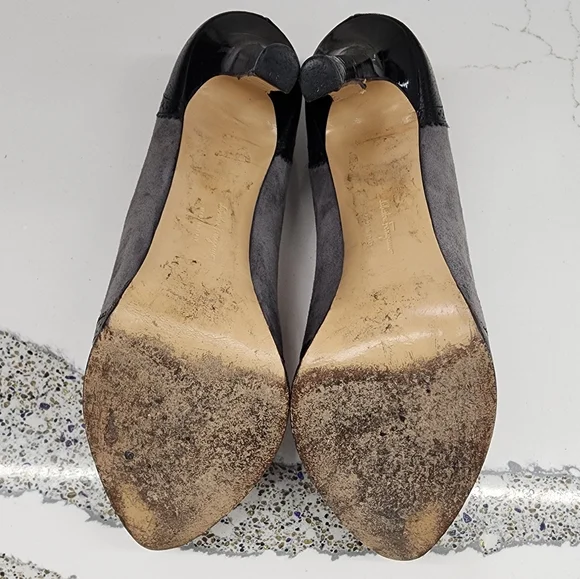 Ferragamo Vara Spectator Platform Pumps Gray Suede & Black Leather US 10, IT 40 - Picture 14 of 14